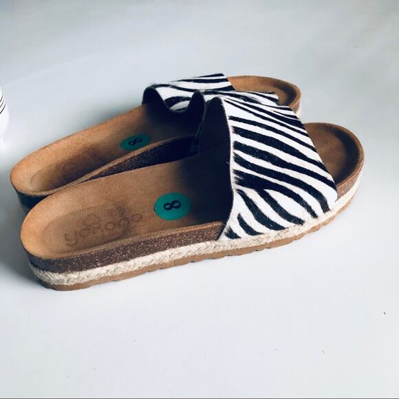 Yokono Women's 8 Calf Hair Animal Print Orthotic Comfort Slide Sandal - Picture 7 of 16